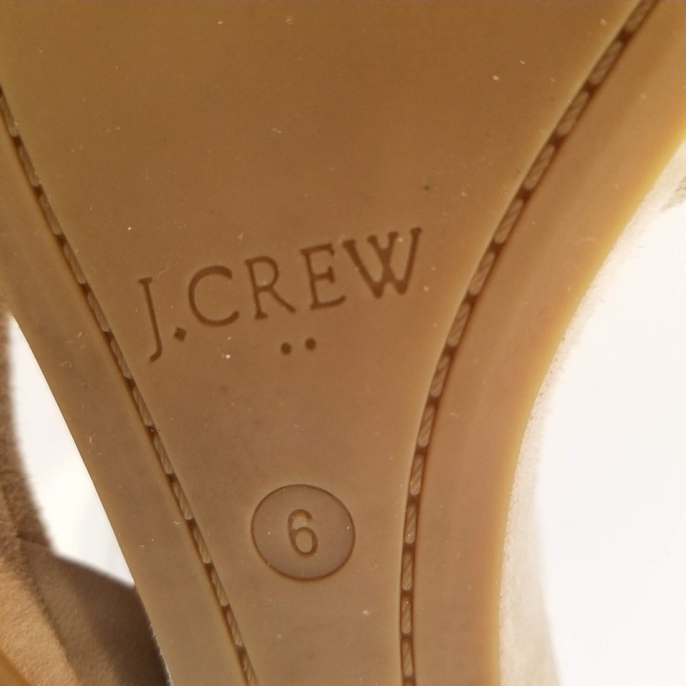 J. CREW Ankle Strap Sandal Low Wedge Heels Nude Suede Leather Womens Shoe Size 6 - Picture 11 of 12